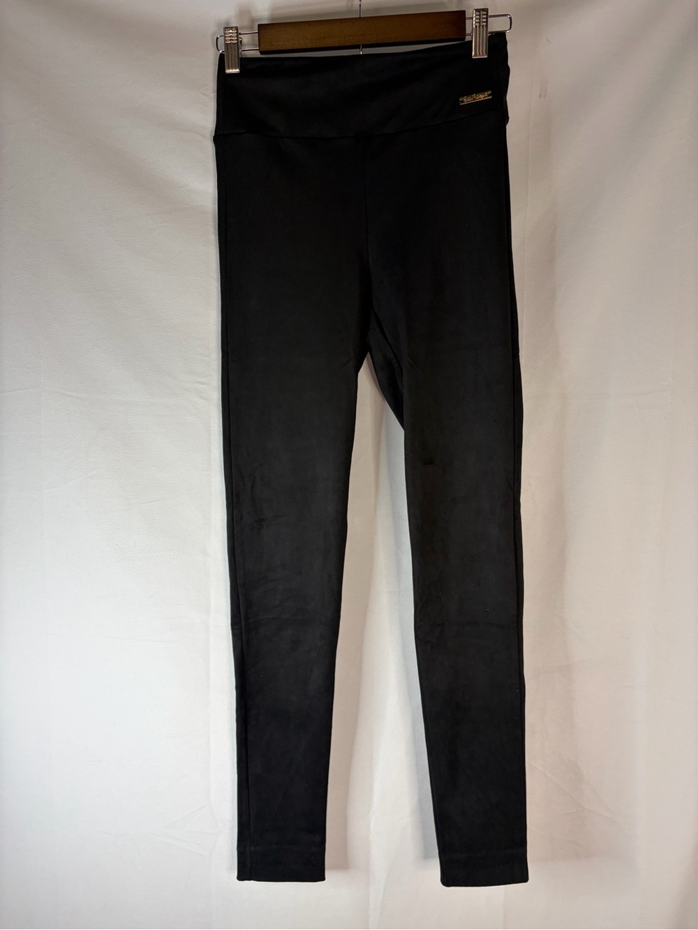 Black High-Waist Women's Faux-Suede Leggings
